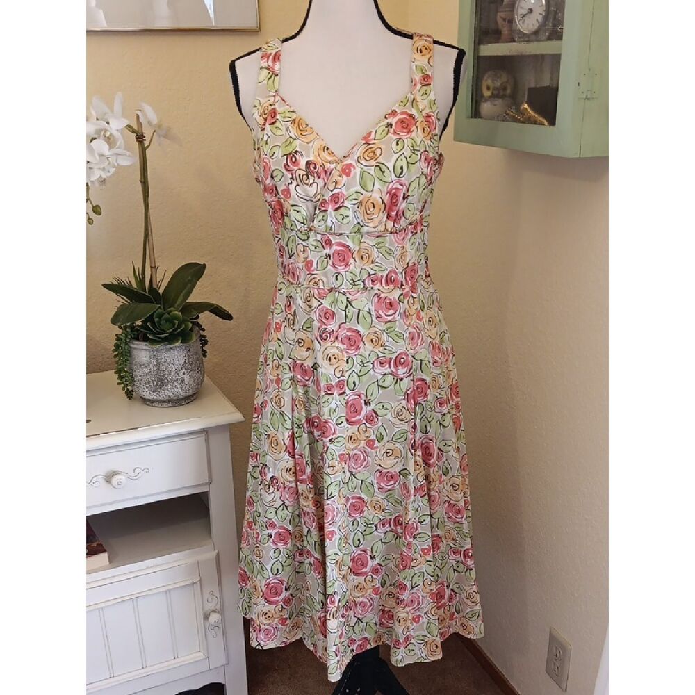 Talbots Cotton Sweetheart Dress.Cotton.Floral.